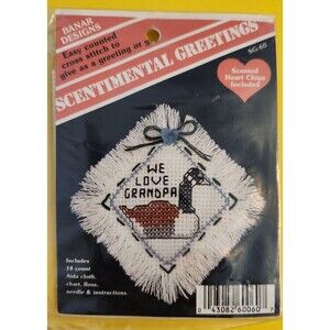 We Love Grandpa Cross Stitch Kit Vintage Scentimental Greetings Small SEALED